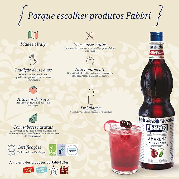Fabbri Flavoring Syrup, Falernum, Made in Italy, 33.8 Ounce (1 Liter)