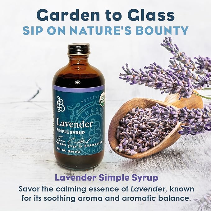Bluestem Botanicals Organic Lavender Simple Syrup, 8 oz, Cocktail and Mocktail Mixer for Drinks, Non-Alcoholic