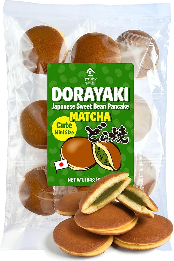 YAMASAN KYOTO UJI Dorayaki Japanese Matcha Sweet Bean Paste Pancake, Traditional Japanese Wagashi Sweets, Cute Mini Size, Matcha Candy, Individually Wrapped, Made in Japan 184g(6.49oz)