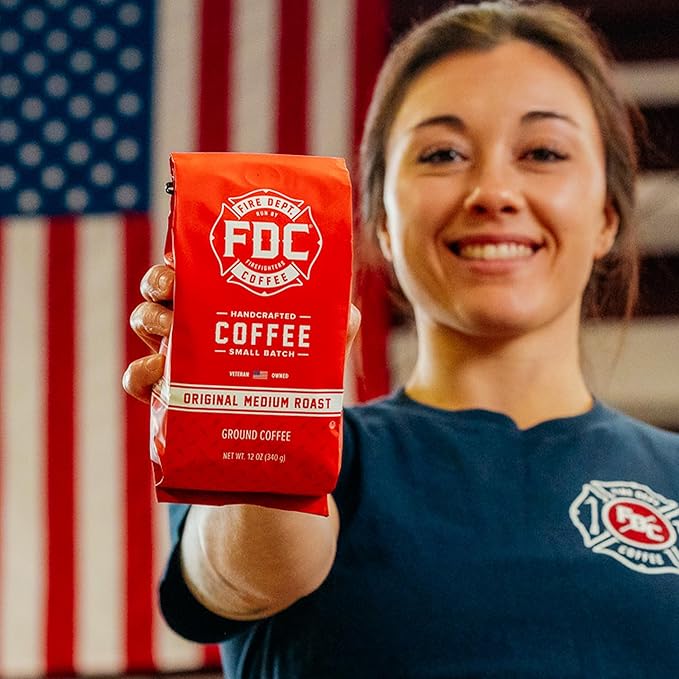 Fire Department Coffee - Gives Back to Firefighters - Balanced & Smooth Original Medium Roast Ground Coffee - Roasted in the USA - Veteran Owned -12 oz