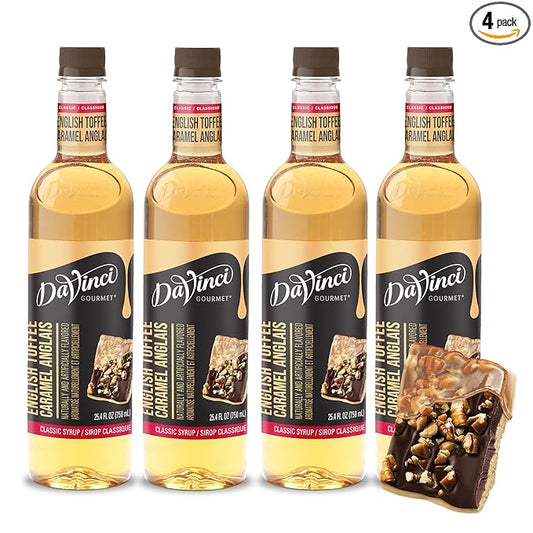 DaVinci Gourmet Classic English Toffee Syrup, 25.4 Fluid Ounces (Pack of 4)