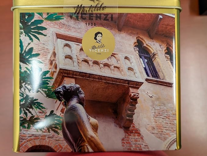 Matilde Vicenzi Verona Gift Tin - Assortment of Italian Pastries and Cookies - Gourmet Gifts For Thanksgiving & Christmas - Assorted Cookies in Italian Design Tin 32oz (907g)