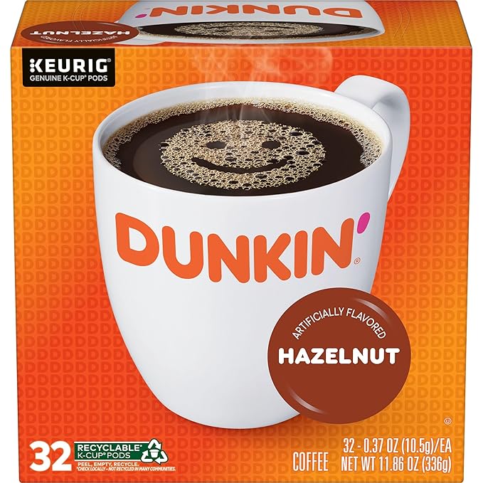 Dunkin' Hazelnut Flavored Coffee, 128 Keurig K-Cup Pods