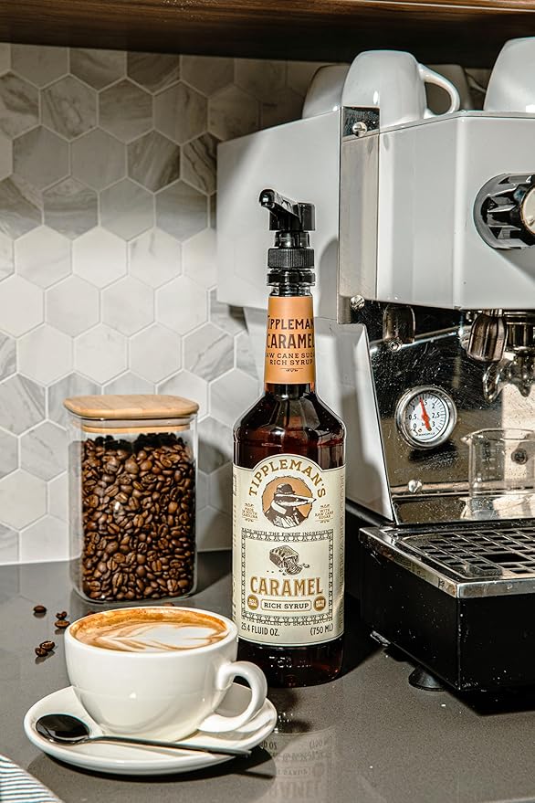 Tippleman's Caramel Coffee Syrup - Rich Flavor for Hot or Iced Drinks, Latte, Tea, Espresso, Cappuccino, Macchiato, Cocktails, & Baking - 25.4 Fl Oz