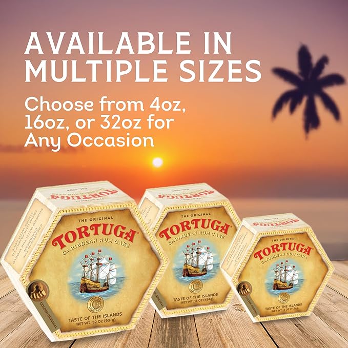 Tortuga Caribbean Rum Cake Gift Set – 6 Pack of Classic Golden Original 4 oz – Authentic Dessert Snack Cakes Bakery Fresh, Moist & Flavored with Premium Aged Rum - Mini Cakes for Delivery