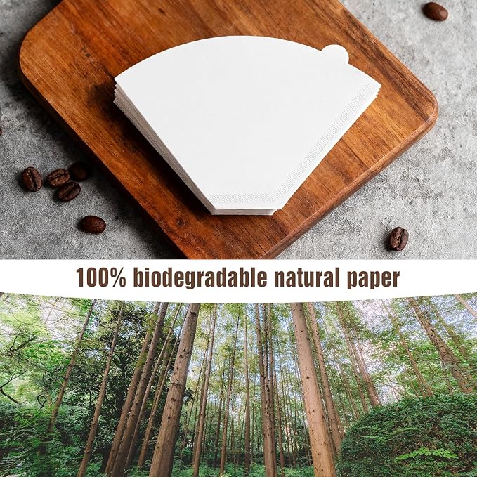 200 Count Cone Coffee Filters #4, White 04 Coffee Filters 8-12 Cup, Disposable Natural Paper Filters, No.4 Cone Filters For Ninja, Pour Over and Drip Coffee Maker
