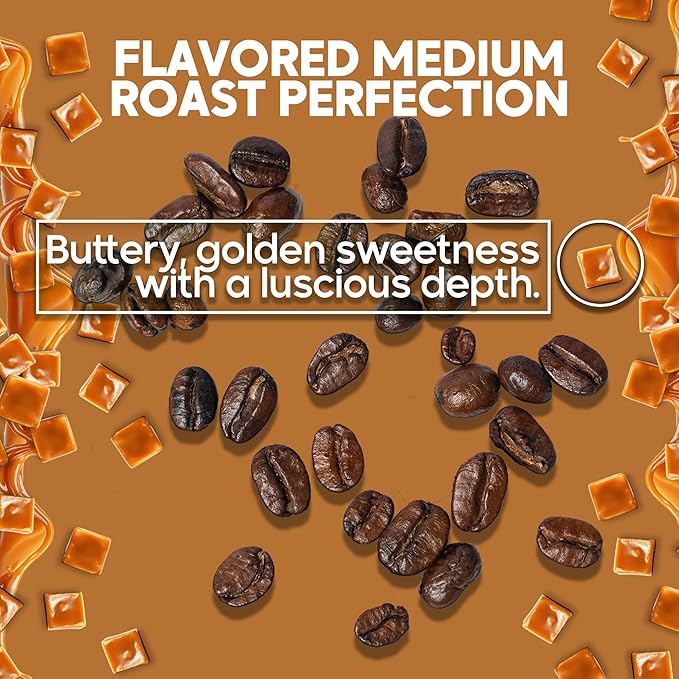 Sarasota Coffee Whole Bean Salted Caramel | Medium Roast Gourmet Flavored Coffee Beans | Low Acid, Mold Free, Specialty Grade Bulk Beans | 5lb (80 oz)