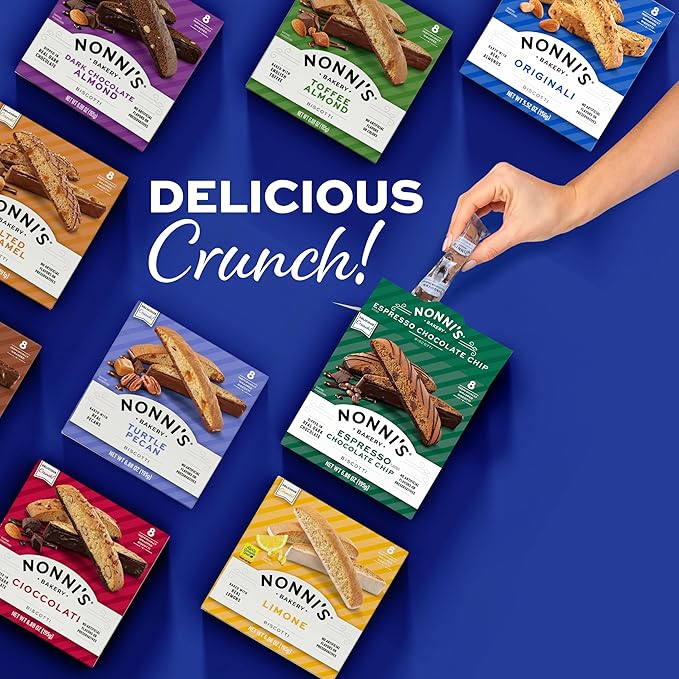 Nonni's Italian Biscotti Variety Pack - 6 Assorted Flavors - Holiday Snack for Christmas Cookies - Cookie Variety Pack - Italian Cookie Assortment - Biscotti Individually Wrapped Cookies - Kosher