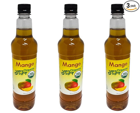 Joe’s Syrup Organic Flavored Syrup, Organic Mango, 750 ml (3 Pack)