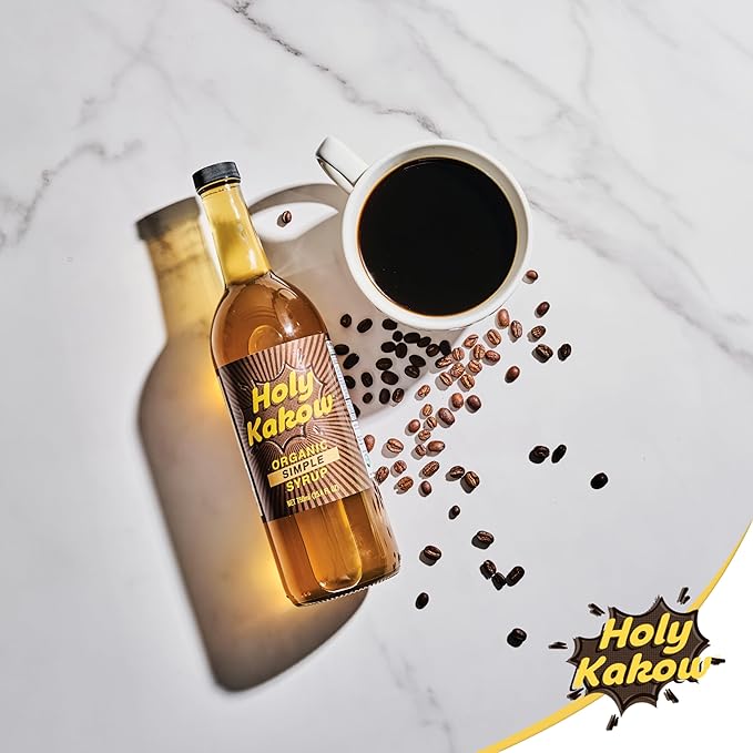 Holy Kakow Cafe Organic Simple Syrup - Simple Syrup, Coffee Syrup, Organic Syrup for Coffee, Simple Syrup for Coffee, Add to Latte, Cocktail and Shake, Real Food Ingredients, Specific Flavor - 750ml