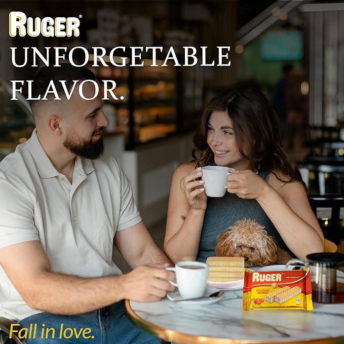 Ruger Wafers Austrian Strawberry Wafers, 2.125 Ounce (Pack of 12) - Delightfully Crisp and Creamy Strawberry Treats with Natural Ingredients and Extended Freshness, Ideal for Snacking, Desserts, and Anytime Enjoyment