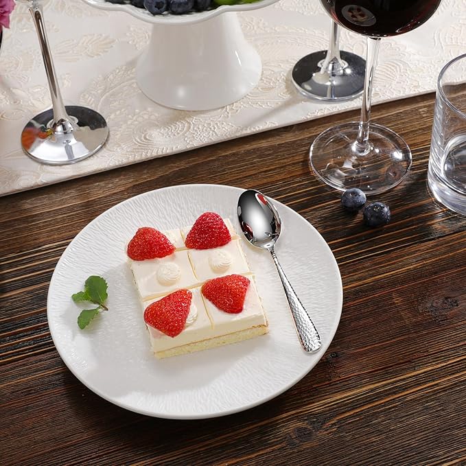 KEAWELL Premium Louise Hammered Demitasse Espresso Spoons: 6-Piece/12-Piece Set, 18/10 Stainless Steel, Mini Coffee Spoons, Small Spoon Set, Brightly-Mirror polished, Dishwasher Safe (6, 5.6 inches)