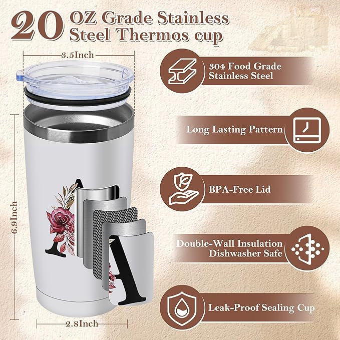 20 Oz Insulated Coffee Cups Car Travel With LIDS Unique Christmas Birthday Ideas For Women Useful Custom Gifts Stepmothers Valentines Moms Daughters Day Daughters-In-Law Busy Adults