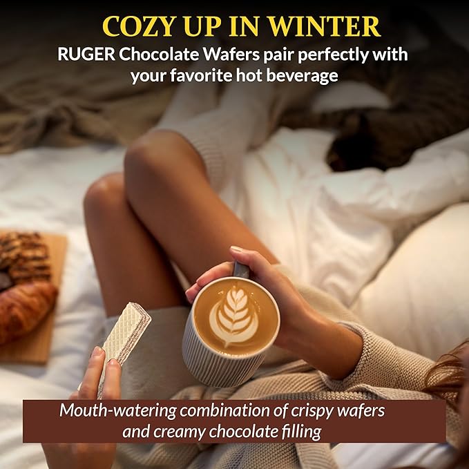 Ruger Wafers Austrian Chocolate Wafers, 2.125 Ounce (Pack of 12) - Crisp, Creamy, Delicious Chocolate Treats with Natural Ingredients and Extended Shelf Life, Perfect for Snacking, Desserts, and Anytime Indulgence