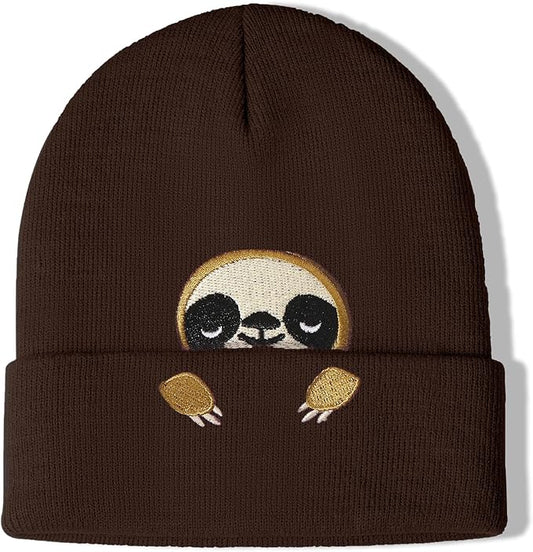 Sloth Gifts Hat Beanie for Women Men Coffee Lover Animal Funny Sloth Themed Accessories Related Decor Stuff