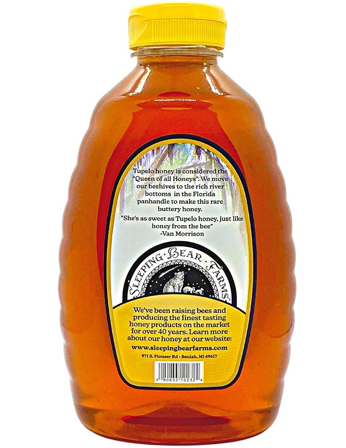 Tupelo Honey 32oz - 2 pound -Two pound Jar- from Sleeping Bear Farms Beekeepers in the Florida Apalachicola River Basin