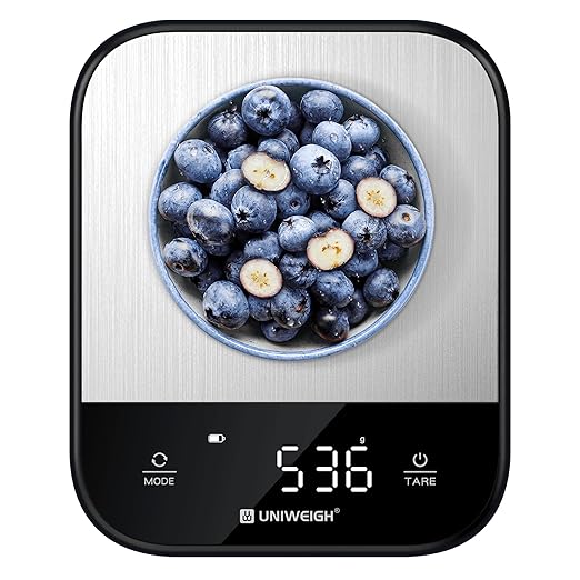 Food Scales for Kitchen,Digital Scale Grams and Ounces for Food Weight,Baking,Cooking,Meal Prep,Small Kitchen Scales with 7 Weighing Units/LED Display/Tare Function,Stainless Steel,Black