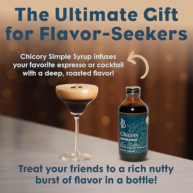 Bluestem Botanicals Organic Chicory Simple Syrup, 8 oz, Cocktail and Mocktail Mixer for Drinks, Non-Alcoholic