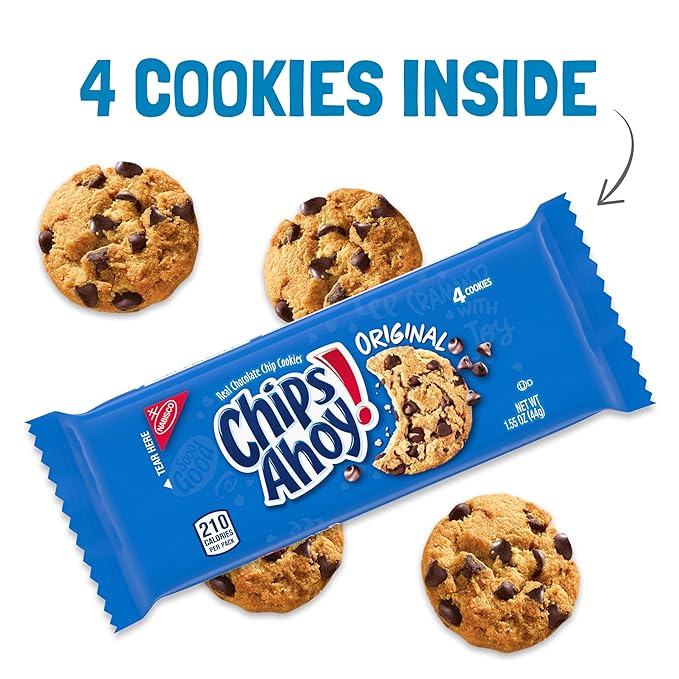 CHIPS AHOY! Original Chocolate Chip Cookies, 40 Snack Packs (4 Cookies Per Pack, 4 Boxes)