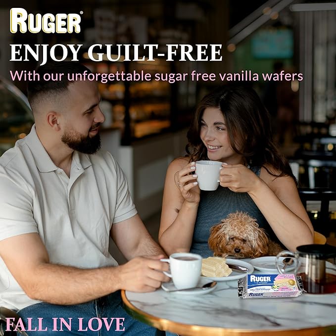 RUGER Sugar-Free Vanilla Wafers 1.6 Ounce (Pack of 12) - Delightfully Crisp & Creamy Treats - Natural Ingredients, Non-GMO, Vegan, No Artificial Colors/Flavors - Ideal for Desserts & Everyday Snacking