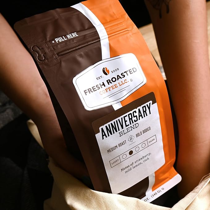 Fresh Roasted Coffee, Anniversary Blend, 12 oz, Medium Roast, Kosher, Ground