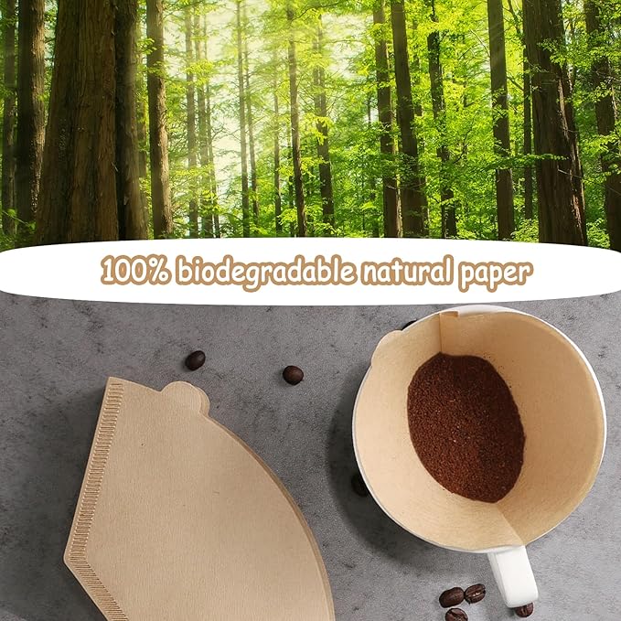 200 Count Coffee Filter #2, 2-6 Cups Coffee Filters Unbleached Natural Disposable Cafe Filters 02 Cone Paper Fits for Ninja, Drip and Pour Over Coffee Maker