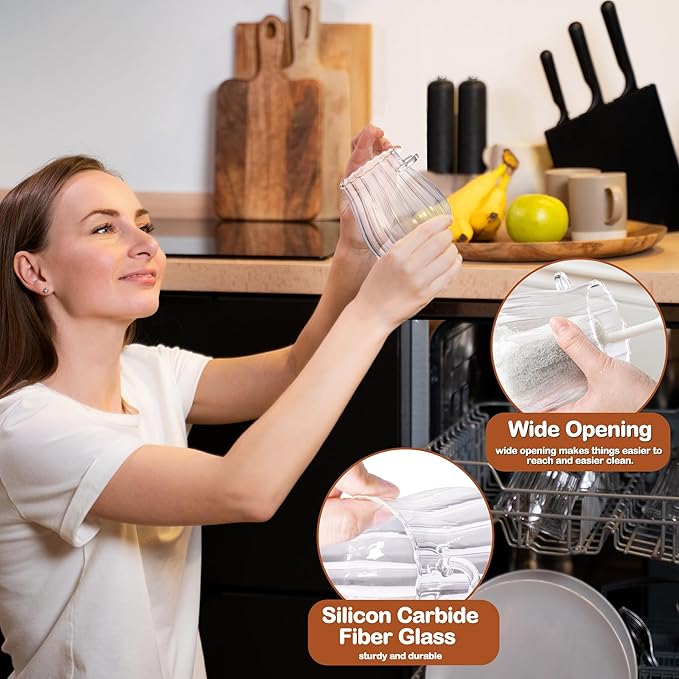 15oz Sugar Container with Bamboo Lid and Spoon,Sugar Bowl Glass Jar for Coffee Bar Accessories Coffee Canister Kitchen Decor (Medium)