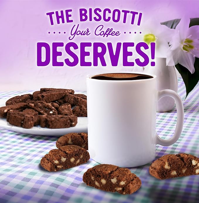 COOPER STREET Twice Baked Brownie Chocolate Biscotti Cookies - Crispy Mini Biscotti Cookies Ideal with Coffee - Traditional Low Calorie Italian Snacks - Kosher, Dairy, Peanut & Soy Free (6 Pack)