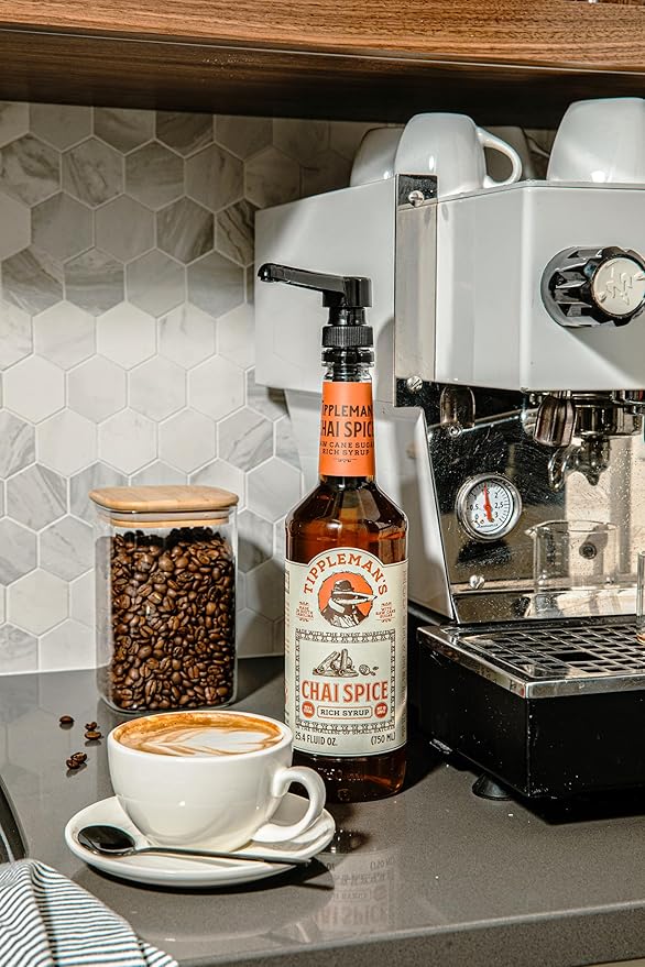 Tippleman's Chai Spice Coffee Syrup - Rich Flavor for Hot or Iced Drinks, Latte, Tea, Espresso, Cappuccino, Cocktails, & Baking - 25.4 Fl Oz