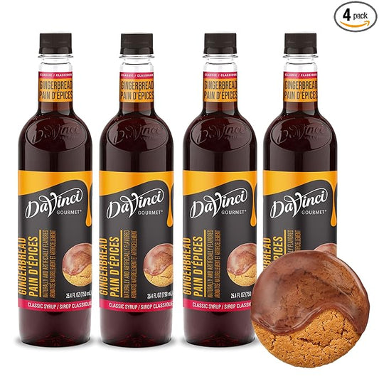 DaVinci Gourmet Classic Gingerbread Syrup, 25.4 Fluid Ounces (Pack of 4)