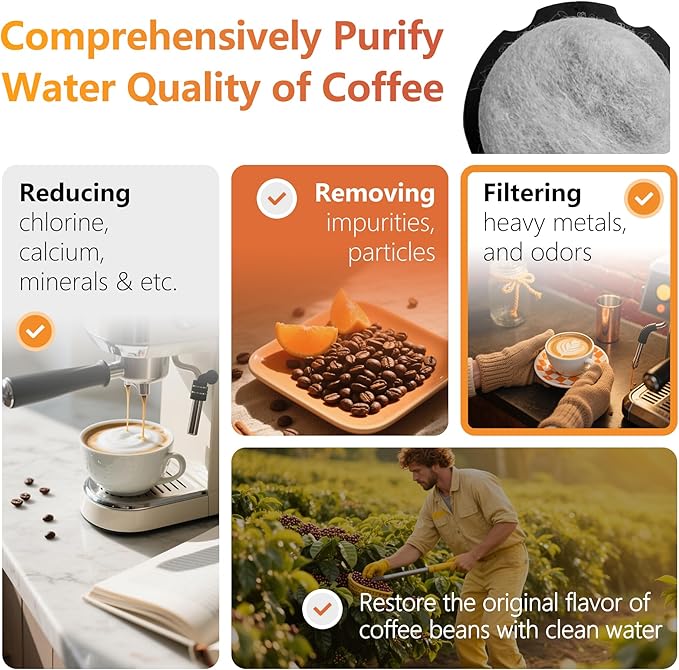 Coffee Maker Water Filter Replacement - Compatible with Cafe & GE Profile Grind & Brew Coffee Makers, Lasts 6-12 Months, Reduces Chlorine, Impurities & Odors (6)