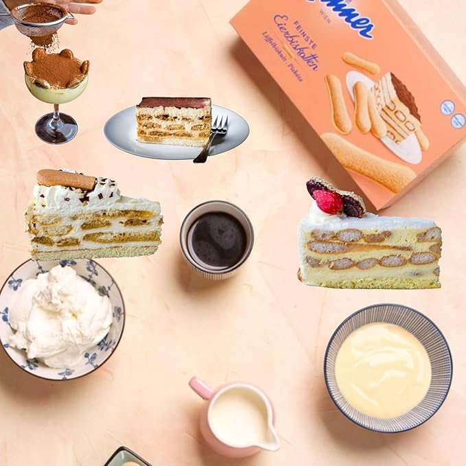 Manner Lady Fingers for Tiramisu & More - Enjoy These Delicious Dessert Cookies with Coffee or Tea for A Delightful Snack That Everyone Will Love– A Versatile Treat for Any Occasion- 200 g