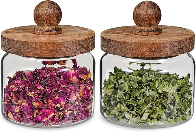 Glass Spice Jar Coffee Sugar Container Airtight Glass Jar Food Storage Canisters Bottle for Kitchen Seasoning Tea Herb Overnight Oats Bar Parfait Snacks (2 * 350ml(11.84oz))