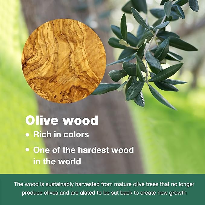 WONDERFUL 100% Natural Olive Wood Long Handle Spoons for Coffee, Tea, Milkshake Kitchen Stirring, Cocktail Stirrer; Mixing Honey Spoon, Chef Tasting Spoons(2 pcs)