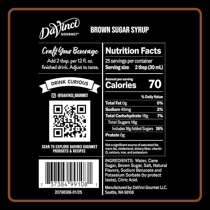 DaVinci Gourmet Brown Sugar Syrup, 25.4 Fluid Ounces (Pack of 4)