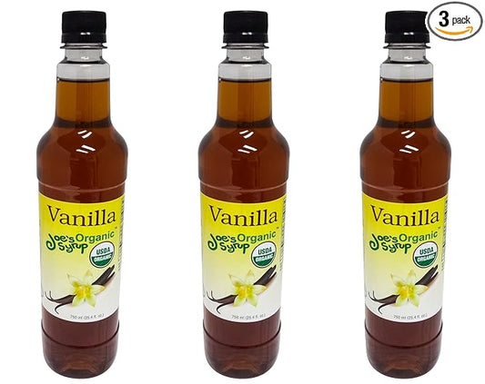 Joe’s Syrup Organic Flavored Syrup, Organic Vanilla, 750 ml (3 Pack)