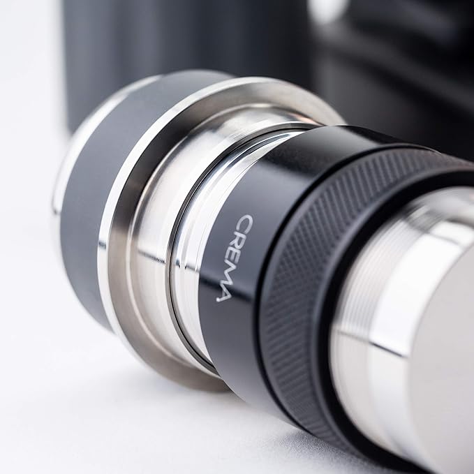 CREMA Coffee Products 46mm Hand Tamper & Coffee Distributor V2 | Compatible with Flair Pro and Pro 2 Portafilter | Double-Sided, Adjustable Depth Tool|Made with Durable 304 Stainless Steel| Silver