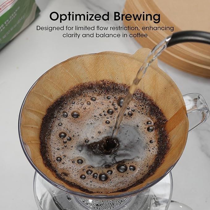 V60 Coffee Filters 02, ONIOU Unbleached Size 02 Cone Coffee Filters, 100 Count Natural Brown Pour Over Paper Filters for Hario V60 & Others 1–4 Cup Coffee Dripper - Package May Vary
