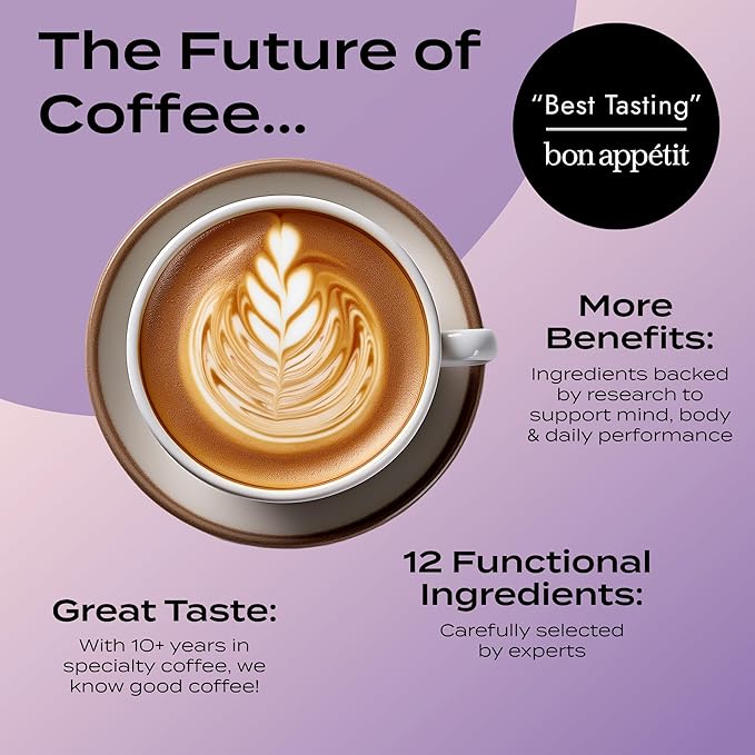 Atlas+ Latte Superblend– Instant Mushroom Coffee with Lion’s Mane, Reishi, Cordyceps, Ashwagandha, Probiotics, Vitamin D3 & B12, Coconut– for Energy, Focus, Immunity & Gut Health– 40 Servings (2 bags)