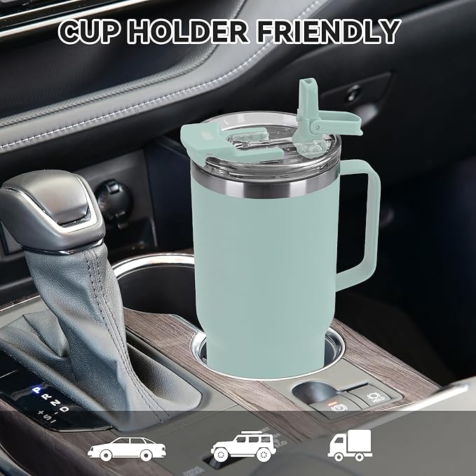 HASLE OUTFITTERS 30oz Tumbler With Handle, Insulated Travel Coffee Mug With Straw Leak-Proof Double Wall Stainless Steel Vacuum Tumblers Metal Cup with Straw for Hot and Cold Drink