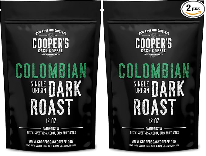 Dark Roast Colombian Coffee Single Origin Whole Bean 12oz (Pack of 2)