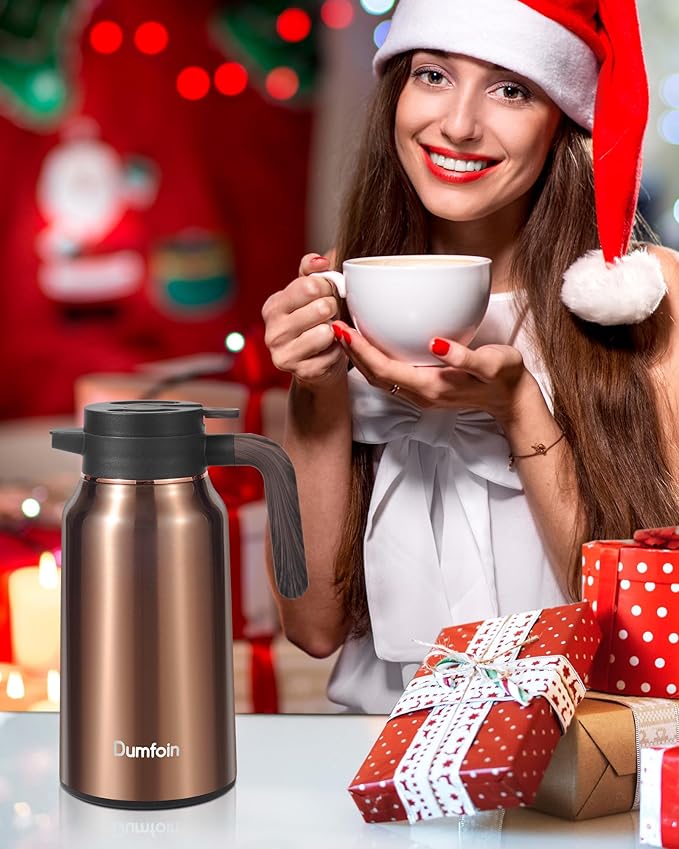 Carafes for Hot Liquids 70 oz - 12 Hour Hot Stainless Steel Thermal Coffee Carafe-Insulated Coffee Carafes For Keeping Hot/Cold Coffee, Tea, Water, Drink Dispenser for Parties(Gold)