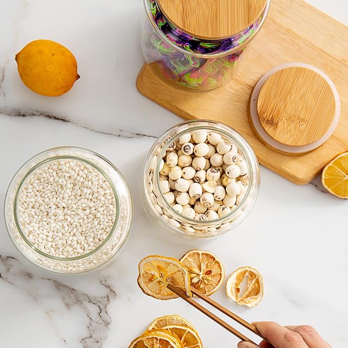 30 oz/900 ml Glass Storage Canister with Airtight Lid, Clear Decorative Container Jar for Coffee, Spice, Candy, Salt, Cookie, Condiment, Pepper, Sugar, Overnight Oats - Medium