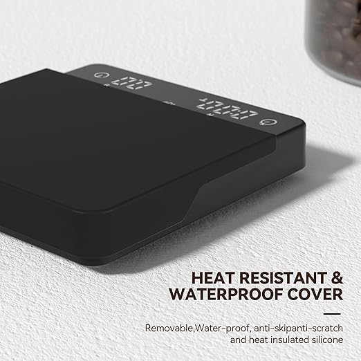 Rechargeable Coffee Scale with Auto Timing,Mini Espresso Scale with Timer, 2kg/0.1g High Precision Scale for Coffee Beans, Black