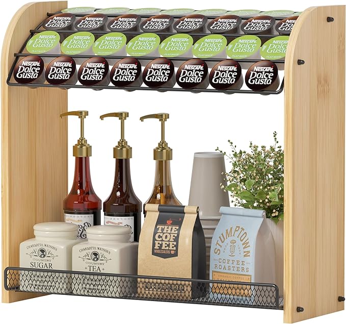 K Cup Holder Coffee Pod Organizer for Coffee Bar Accessories, K Cup Holders for Counter, Large Capacity K Cups Holder, Easy Assembly Coffee Station Organizer for Countertop (28 Coffee Pods At Least)