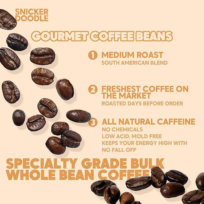 Sarasota Coffee Whole Bean Snickerdoodle Sugar Cookie | Medium Roast Gourmet Flavored Coffee Beans | Low Acid, Mold Free, Specialty Grade Bulk Coffee Beans | 5lb (80 oz)