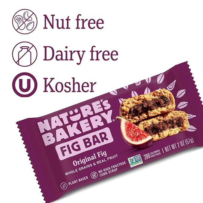 Nature’s Bakery Whole Wheat Fig Bars, Original Fig, Real Fruit, Vegan, Non-GMO, Snack bar, 6 boxes with 6 twin packs (36 twin packs)