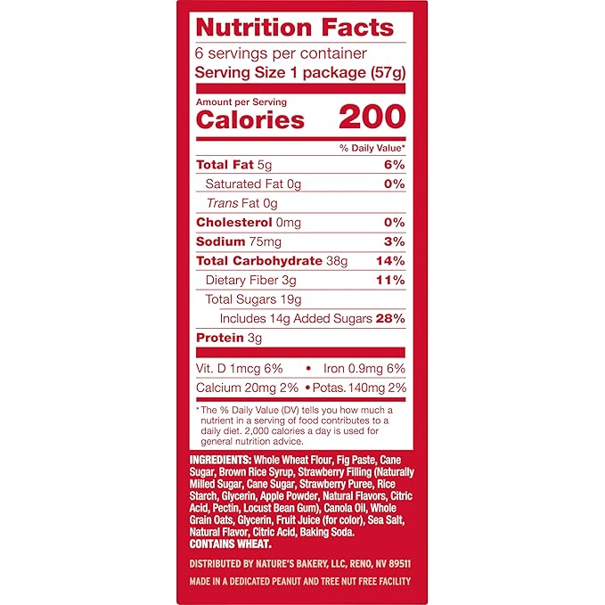 Nature's Bakery Whole Wheat Fig Bars, Strawberry, Real Fruit, Vegan, Non-GMO, Snack bar, 6 boxes with 6 twin packs (36 twin packs)