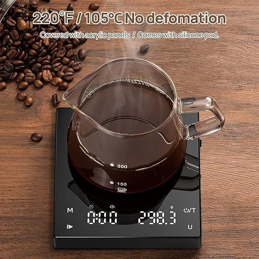 Meilen Mini Espresso Coffee Scale with Timer - 0.1g Precise Graduation, USB Rechargeable, 6 Weight Units, Ultra-Thin 2kg Digital Scale for Espresso, Pour Over, Drip, Kitchen (Black) (1)