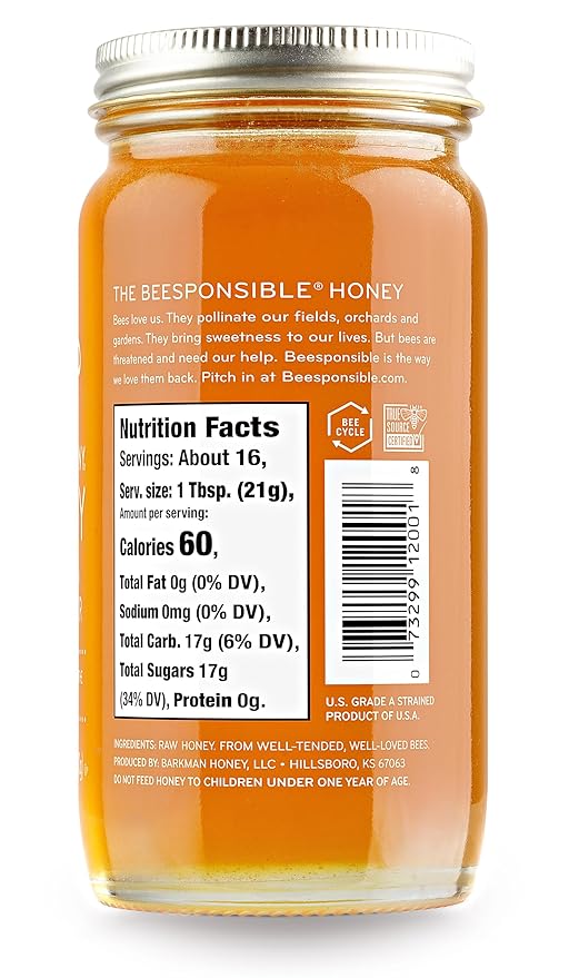 Bee Harmony American Raw Wildflower Honey, 12 OZ (Pack of 2 Jars)